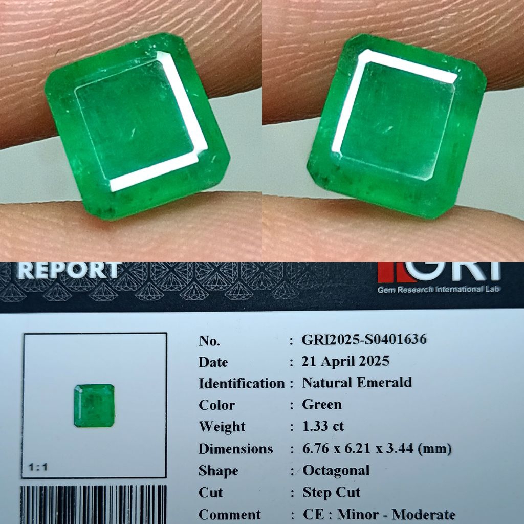 NATURAL EMERALD BERYL ZAMRUD GRI LAB
