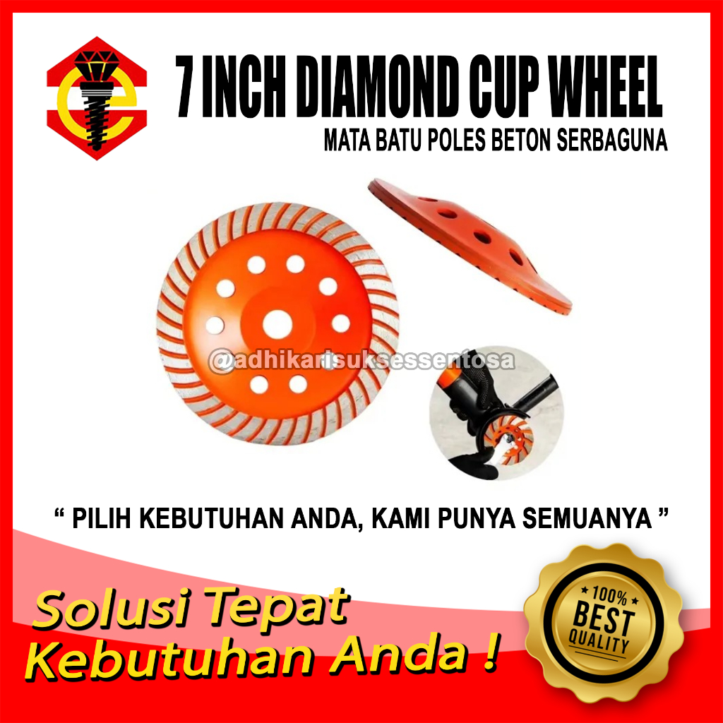 Batu Gurinda POLES BETON TEMBOK 7 inch / Mata Pisau Grinding Gerinda 7" / Diamond Cup Wheel Semen Ba
