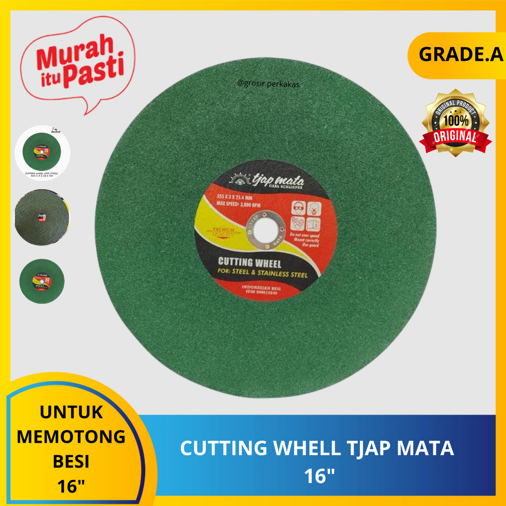 CUTTING WHELL TJAP MATA 16"-mata batu gerinda gurinda original tjap mata potong besi 16" inch. [A][#