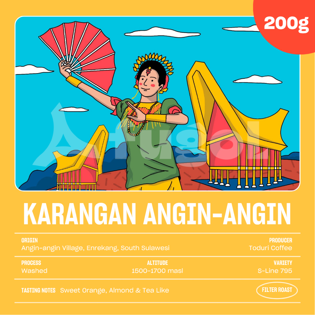 

Biji Kopi Arabika Sulawesi Karangan Angin - Angin (200 gr) Single Origin Coffee