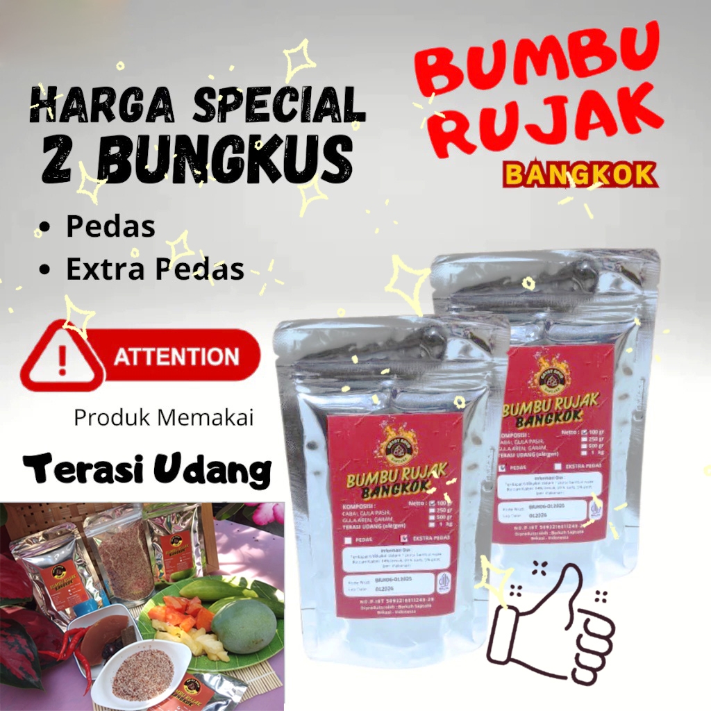 

PAKET 2 PCS Bumbu Rujak Bangkok Khas Thailand | Bumbu Rujak Jambu Kristal Pedas Manis Asin