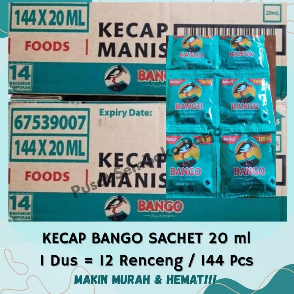 

Bango Kecap Manis Sachet 1000an (20ml) 1 Dus isi 144pcs, Kedelai Hitam, Kecap Sachet, Kecap renceng