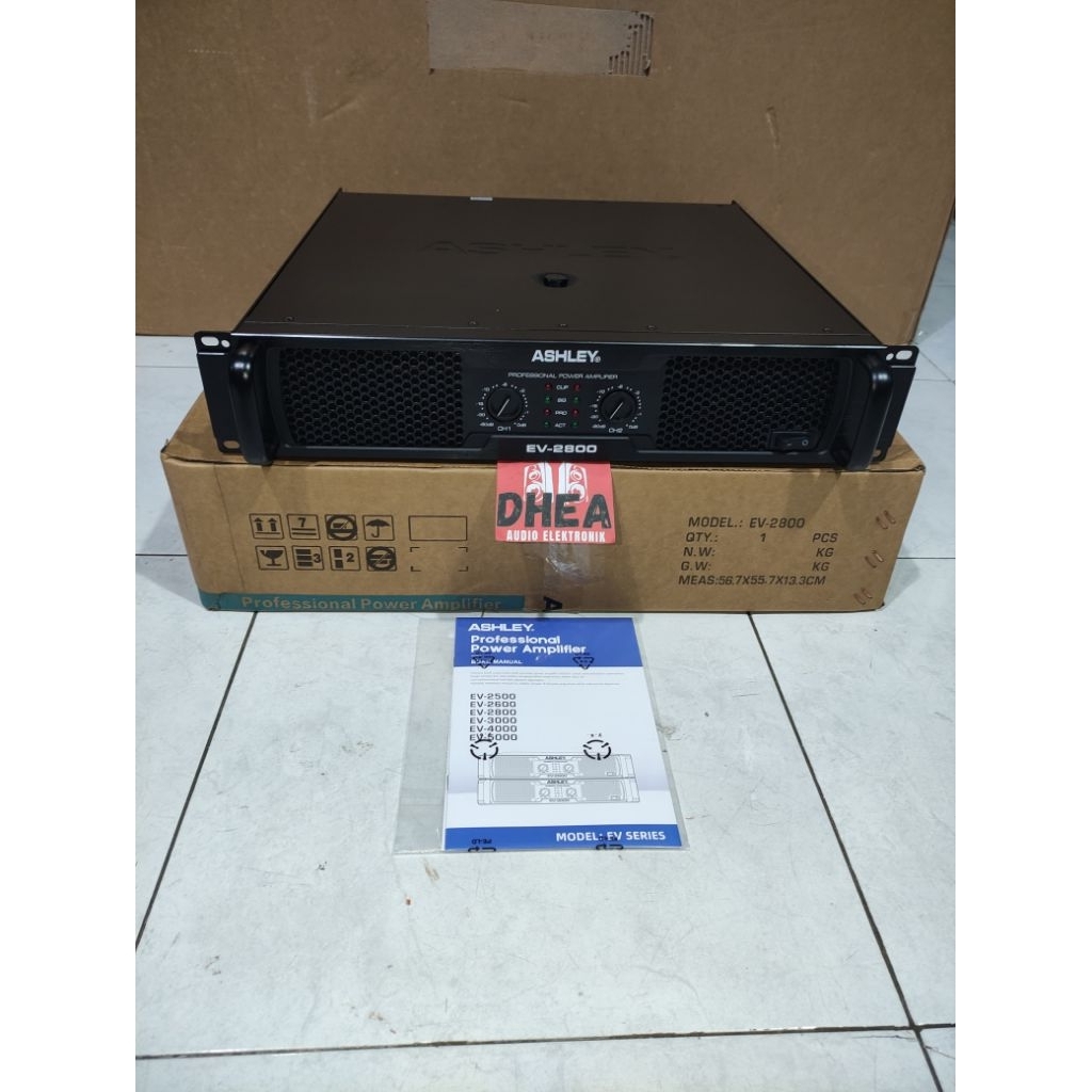 POWER AMPLIFIER ASHLEY EV-2800 2 X 800 WATT EV-2800 class H original garansi resmi panel 2U sudah ad