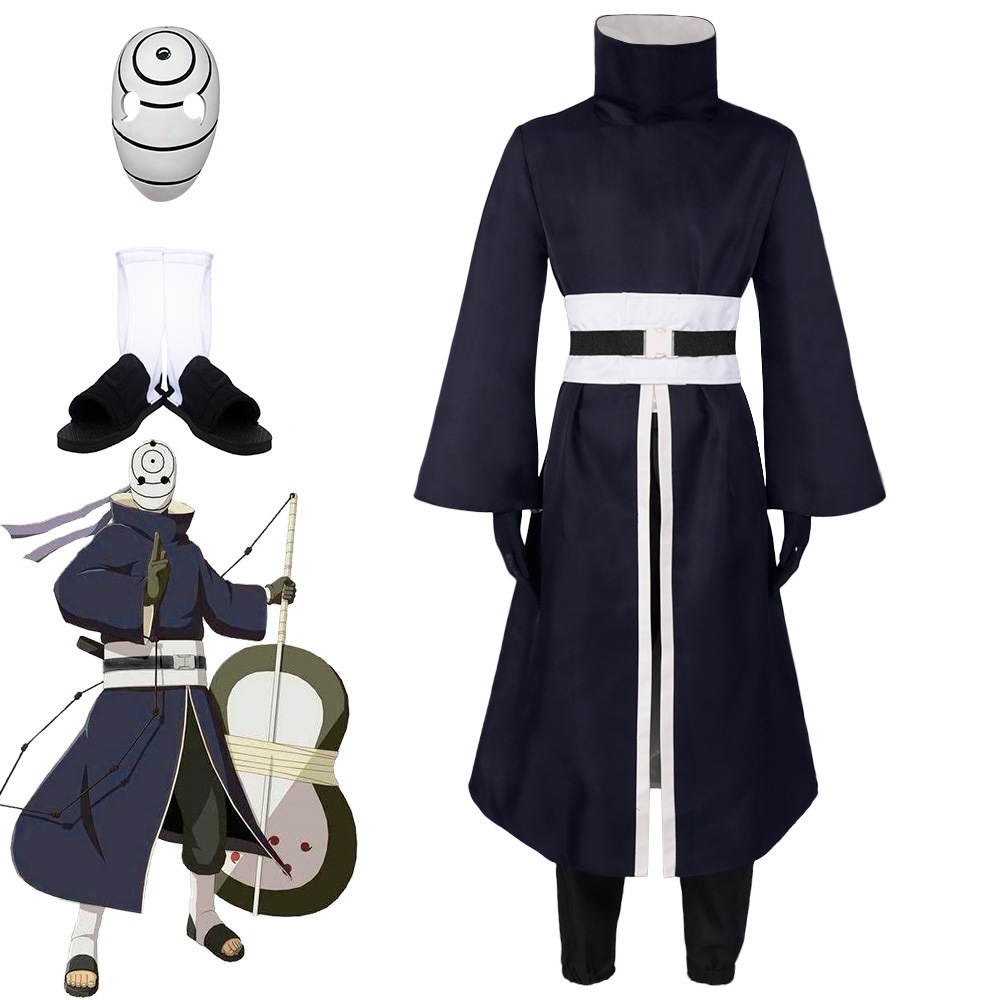 Naruto cosplay Uchiha Obito cosplay costume suit and Uchiha Obito mask / Uchiha Obito shoes
