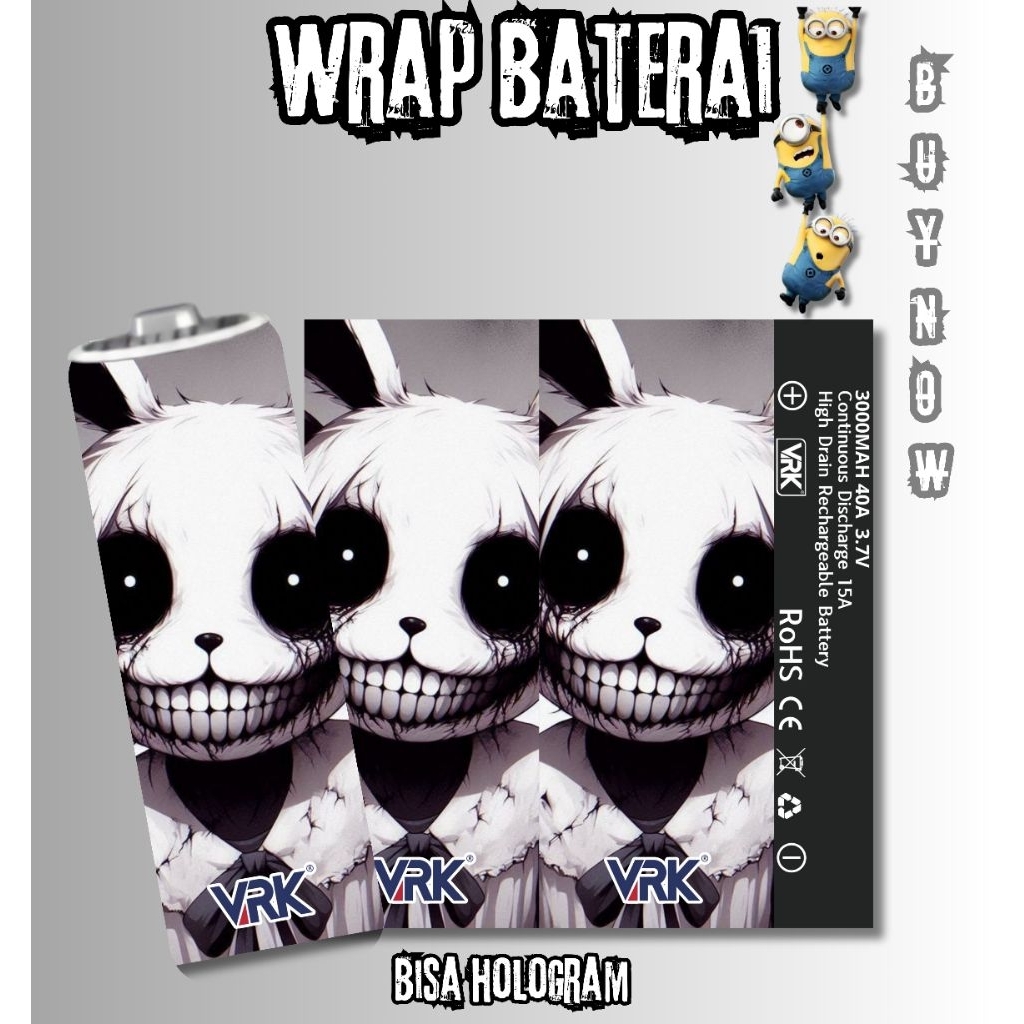 Jaka Custom - Skin Stiker Wrap Baterai 18650 Motif Monster Keren Colorfull Full Desain Untuk Melindu