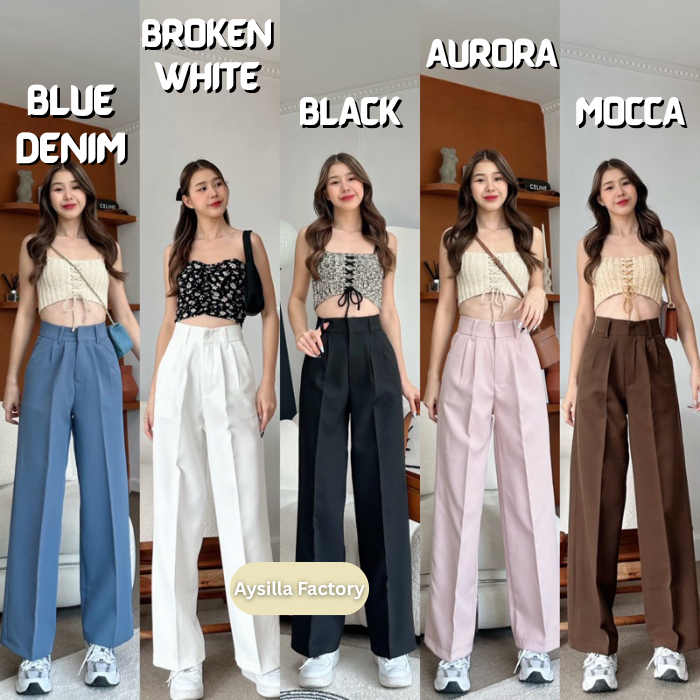 Aysilla_factory - [BEST SELLER] Loose Pants trousers wanita PENGAIT A- celana anti kusut - celana ku