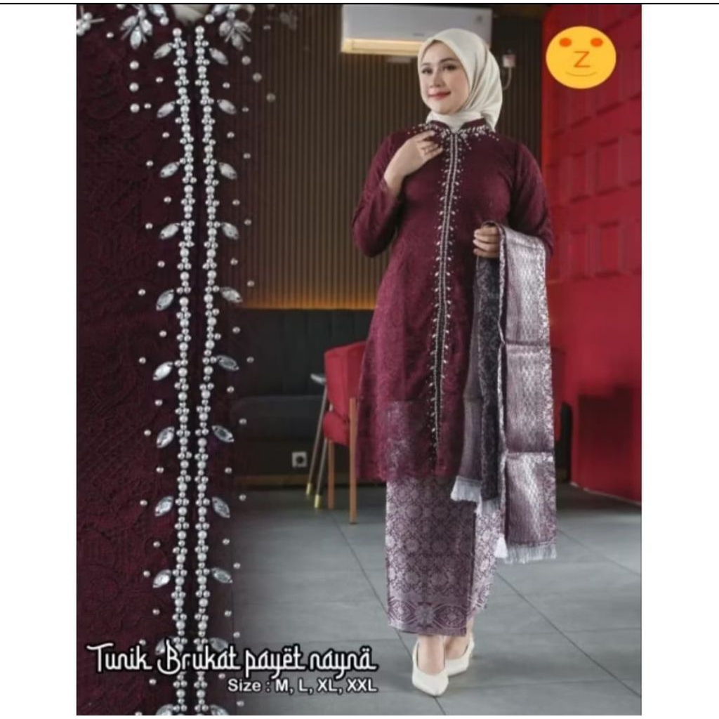 Terbaru Set Kebaya Brokat Payet Songket Selandang / Kebaya Brokat Payet / Kebaya Busui / Kebaya Pest
