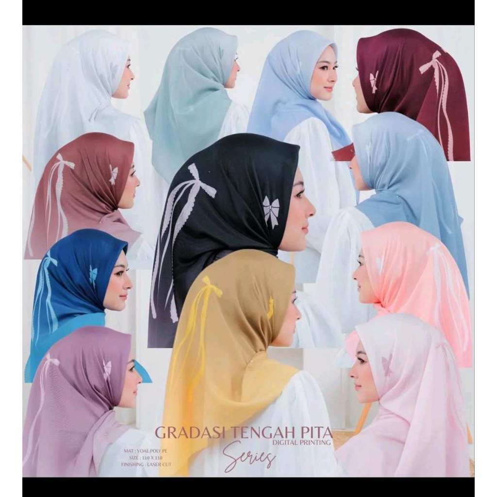 PAKET GROSIR HIJAB PITA RIBBON TWIN/ JILBAB PITA RIBBON / HIJAB MOTIF PITA KEKINIAN/ HIJAB PITA GRAD