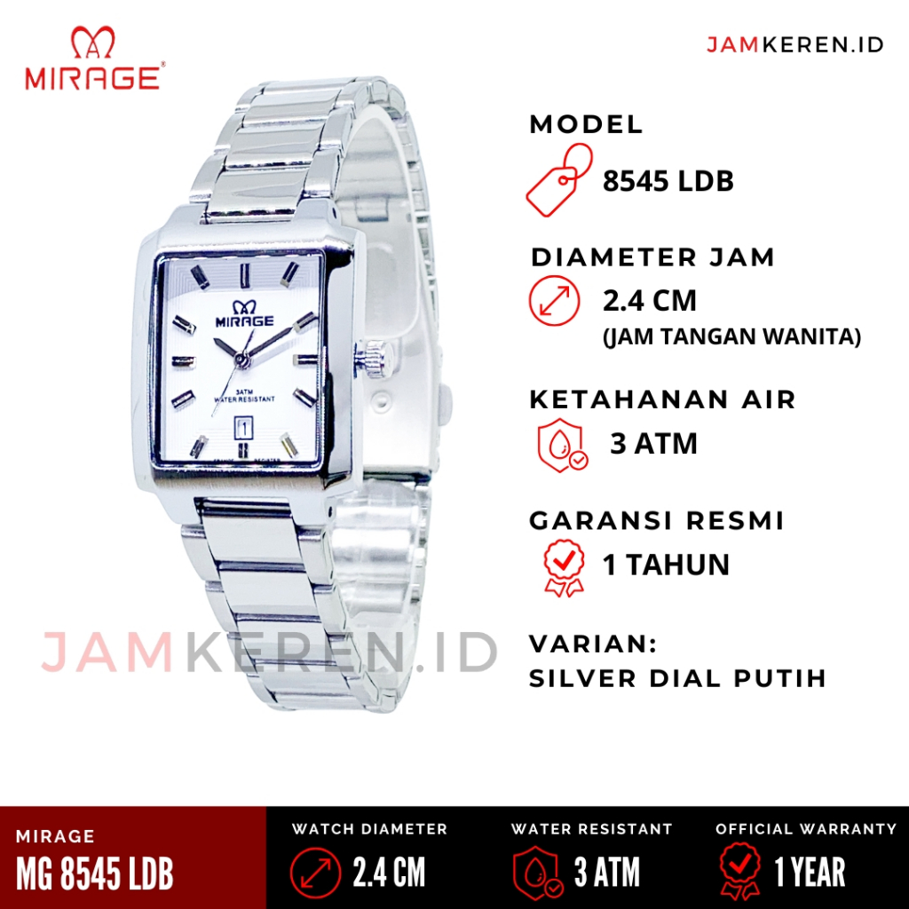 Jam Wanita Elegan Mewah - Mirage - Jam Tangan Mirage Wanita - 8545 LD Original 100% Garansi Resmi