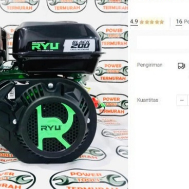 

Engine RYU BLACK 200 Bensin 6.5 Hp / Mesin Penggerak BLACK 200 6,5 HP