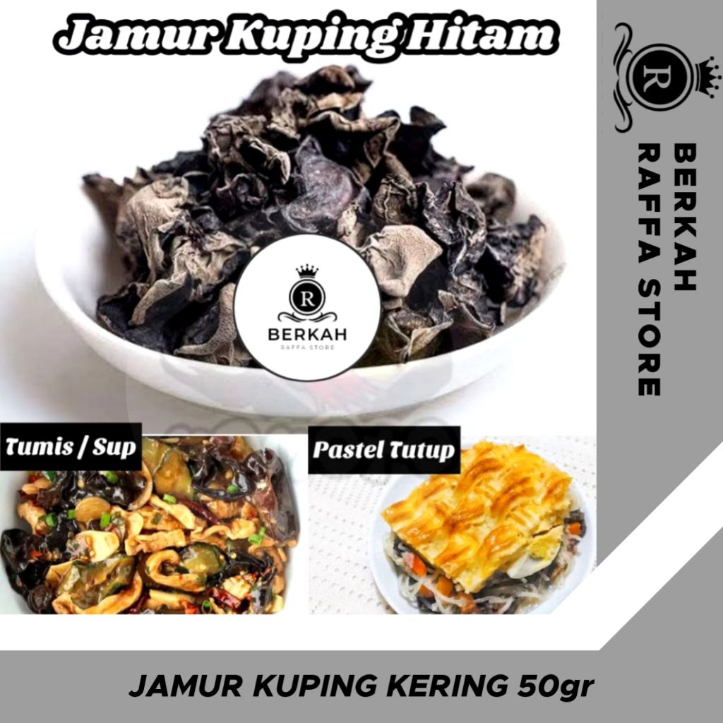 

Jamur Kuping Hitam Kering 50 gram / Dried Black Fungus Premium Herbal Asli