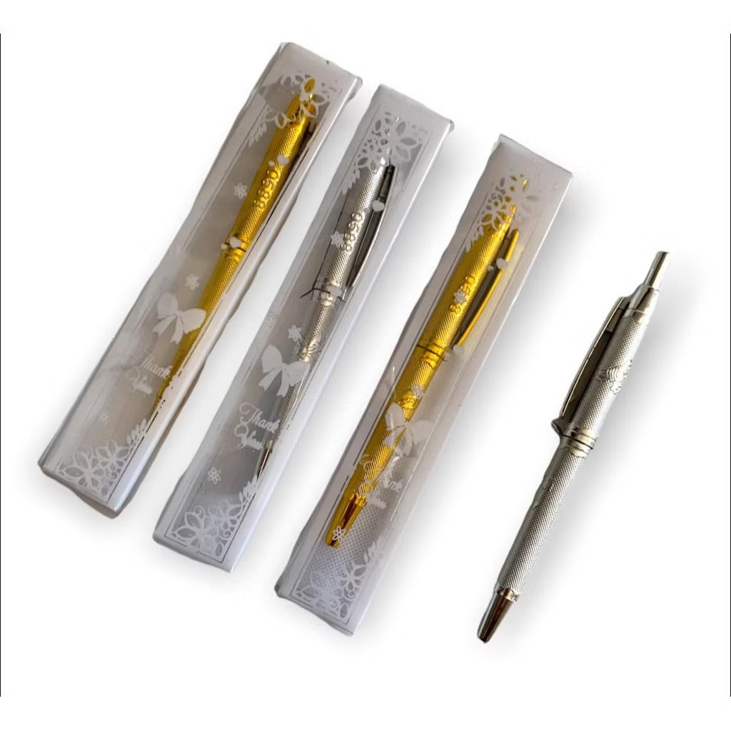 

KA Souvenir Pena Pulpen Emas & Perak, mewah & elegan Kemas Mika