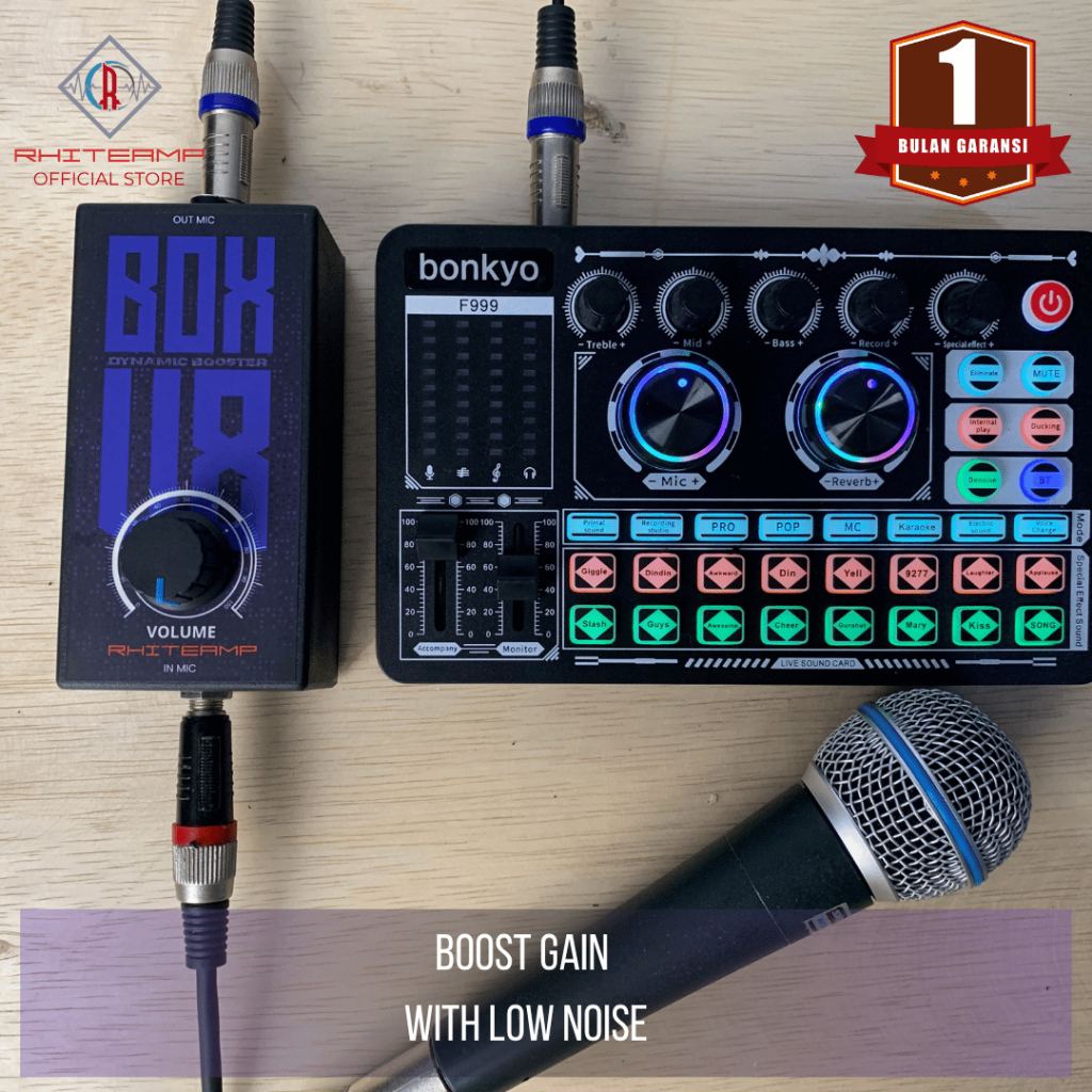 Rhiteamp Mic Booster V8 Penguat Mic Dynamic untuk Soundcard f999