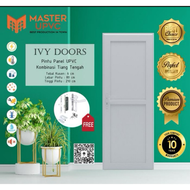 pintu kamar / pintu kamar utama / pintu kamar mandi /pintu UPVC premium L80xT210