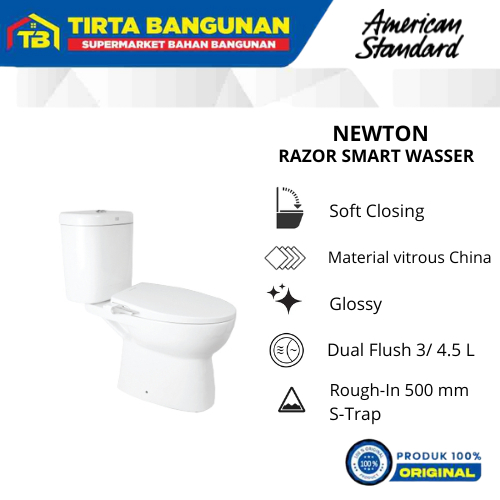 AMERICAN STANDARD NEWTON RAZOR SMART WASSR CLOSET / KLOSET / TOILET / DUDUK DUDUK AS 50 CM 3/4.5 L