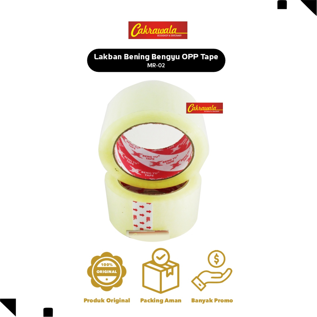 

Lakban Bening Bengyu OPP Tape MR 2 Inch 48mm x 90 Yard | Isolasi Transparan Perekat Kuat
