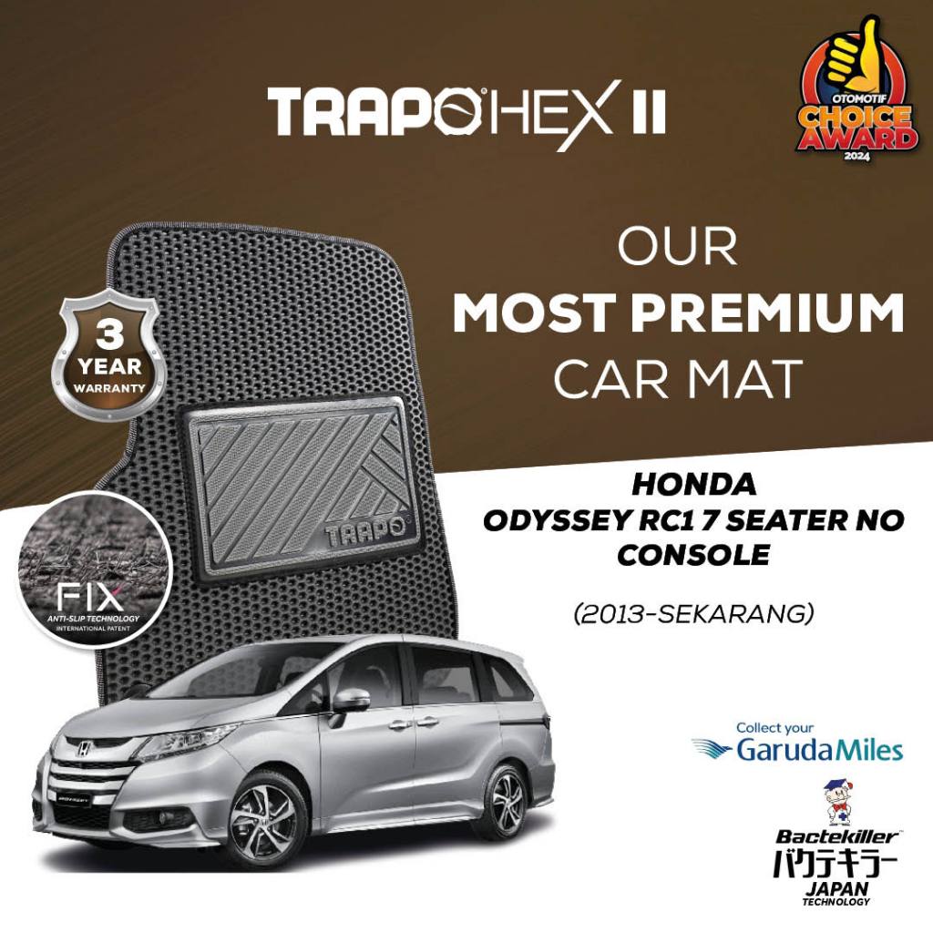 Karpet Mobil Trapo Hex II Honda Odyssey RC1 No Console Box Without Spare Tyres (2013-Sekarang)