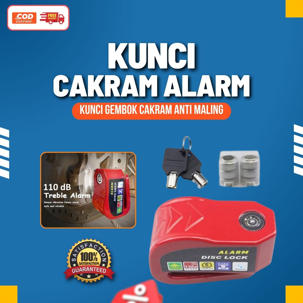 Kunci Gembok Cakram Motor Anti Maling Gembok Alarm Motor Universal Honda, Yamaha, Dll