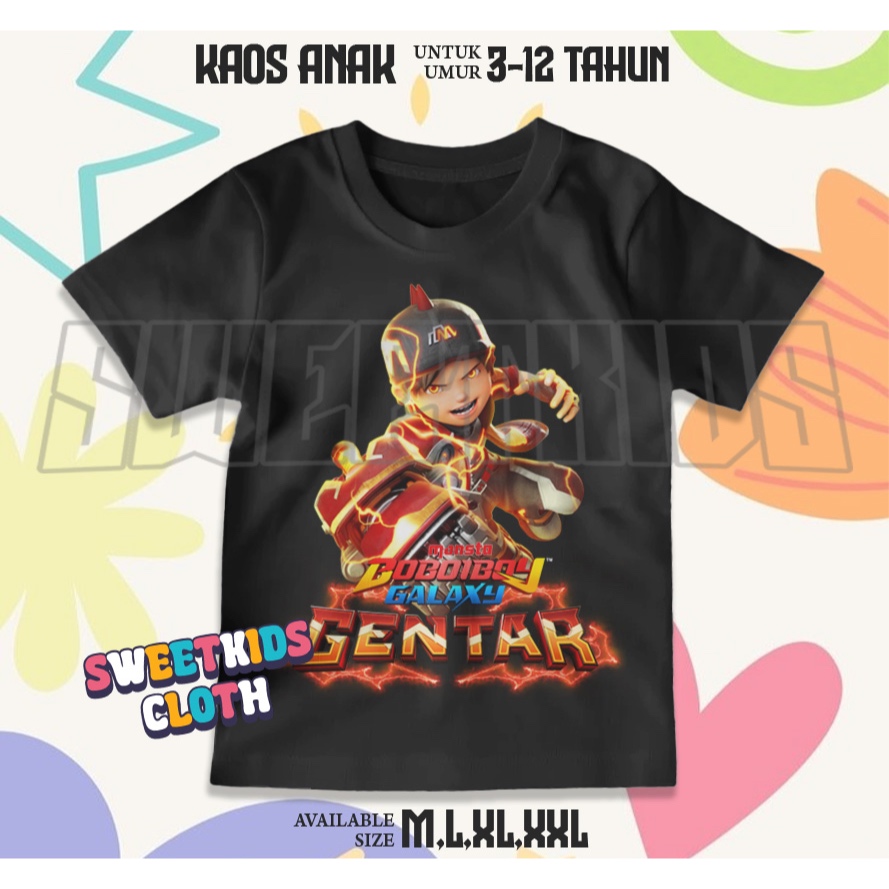 Kaos Anak Boboiboy Gentar / Baju Anak Boboiboy Galaxy Gentar (BISA COD)