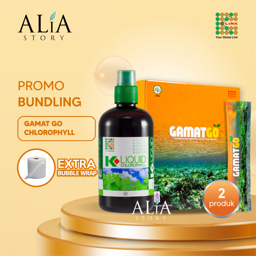 [BUNDLING] K-LIQUID CHLOROPHYLL 500 ml Klorofil K-Link Plus Gamat GO (1 Box 15 Sachet) Penerus Gamat