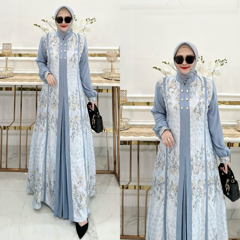 Gamis Anyelir Nasya Premium Look | Bahan Madame Sexy | Fashion Muslim Wanita M-XXL