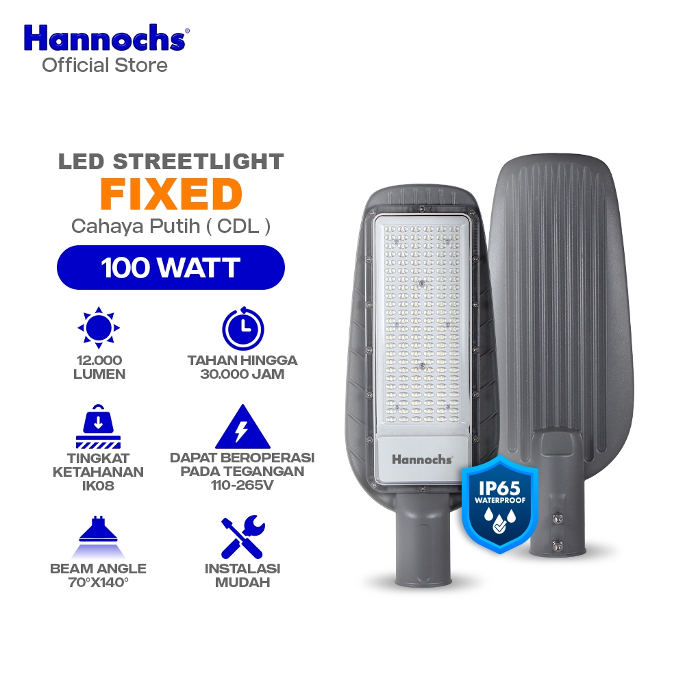 Hannochs Lampu Outdoor LED Streetlight Fixed 100W Cahaya Putih PJU