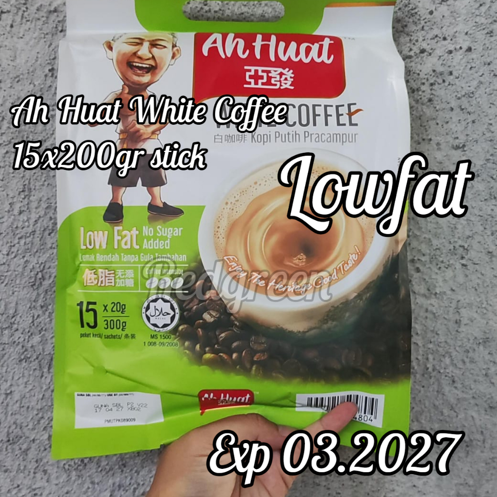 kopi ah huat lowfat white kopi White Coffee Malaysia Low Fat Ahhuat Coffee (15pcs stik ) 15x200gr st