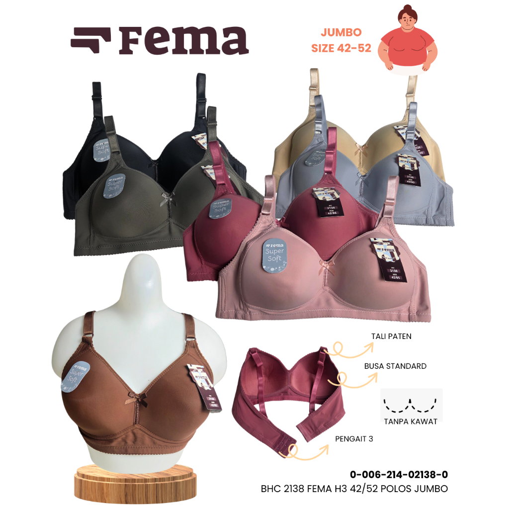 [PROMO LIVE] Ecer 1 pcs BH FEMA JUMBO 1143/2138 Bra Jumbo Bra Big Size