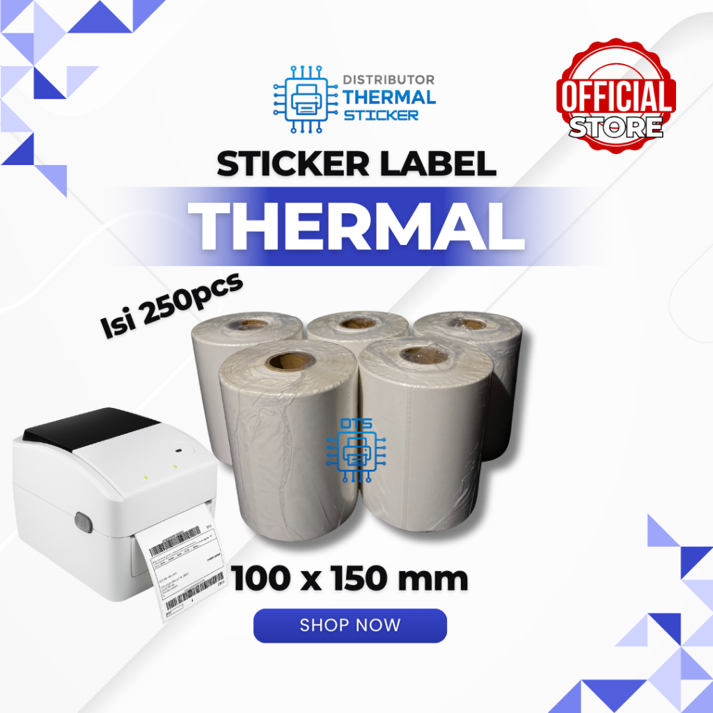 

DTS Label Kertas Sticker Thermal Resi 100x150 Ukuran A6 isi 250 | Label Kualitas Premium Anti Luntur