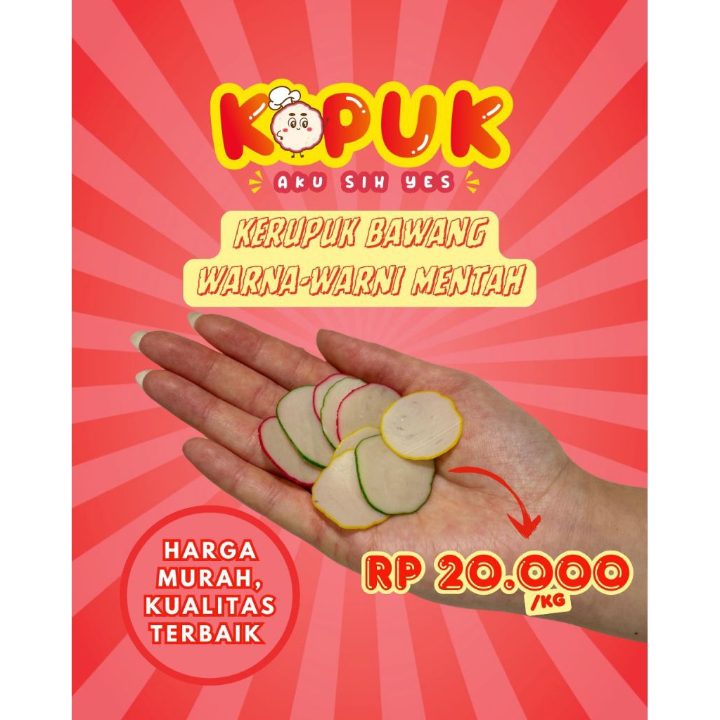 

[TERMURAH] Kerupuk Bawang Warna-Warni 1Kg