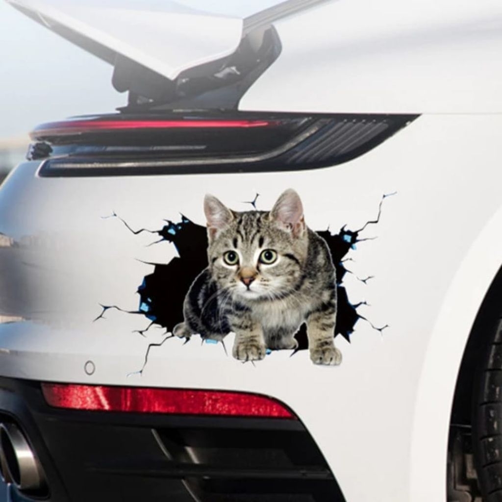 

stiker 3D kucing lucu, stiker print sudah cutting, size 15 x 20 cm, anti air