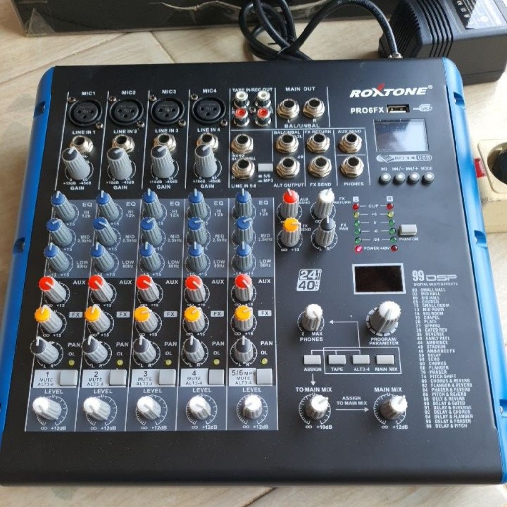 MIXER 6 CHANNEL ROXTONE 6 CHANEL TANPA BLUETOOTH 99DSP WITH USB MP3 PLAYER
