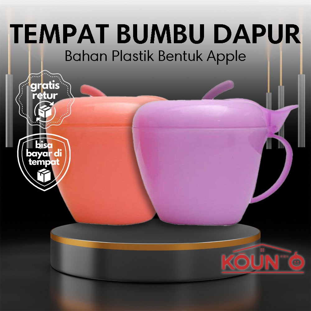 Tempat Bumbu Dapur Multifungsi Tahan Lama Wadah Bumbu Dapur Apple Style Unik, Lucu & Praktis Bentuk 