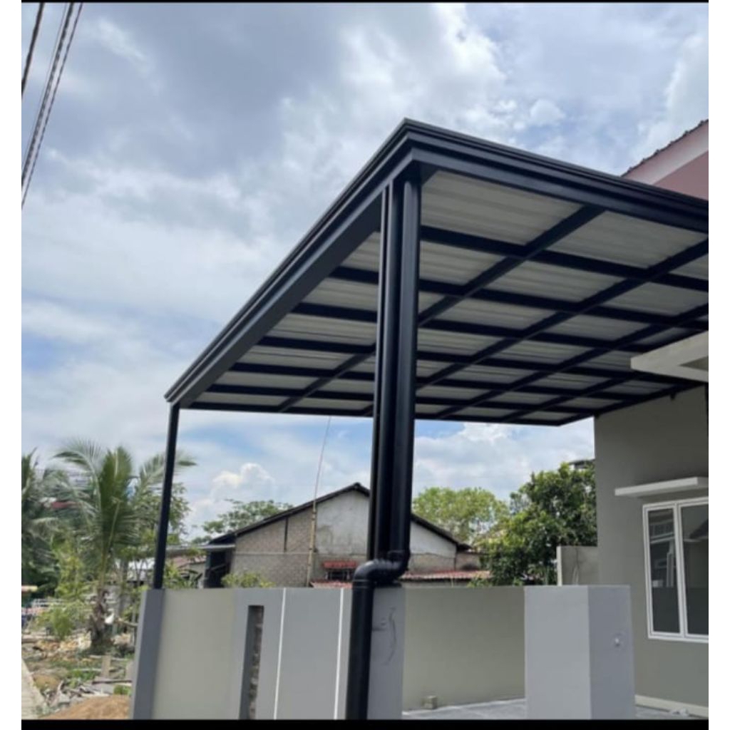 kanopi rangka besi galvanis atap alderon