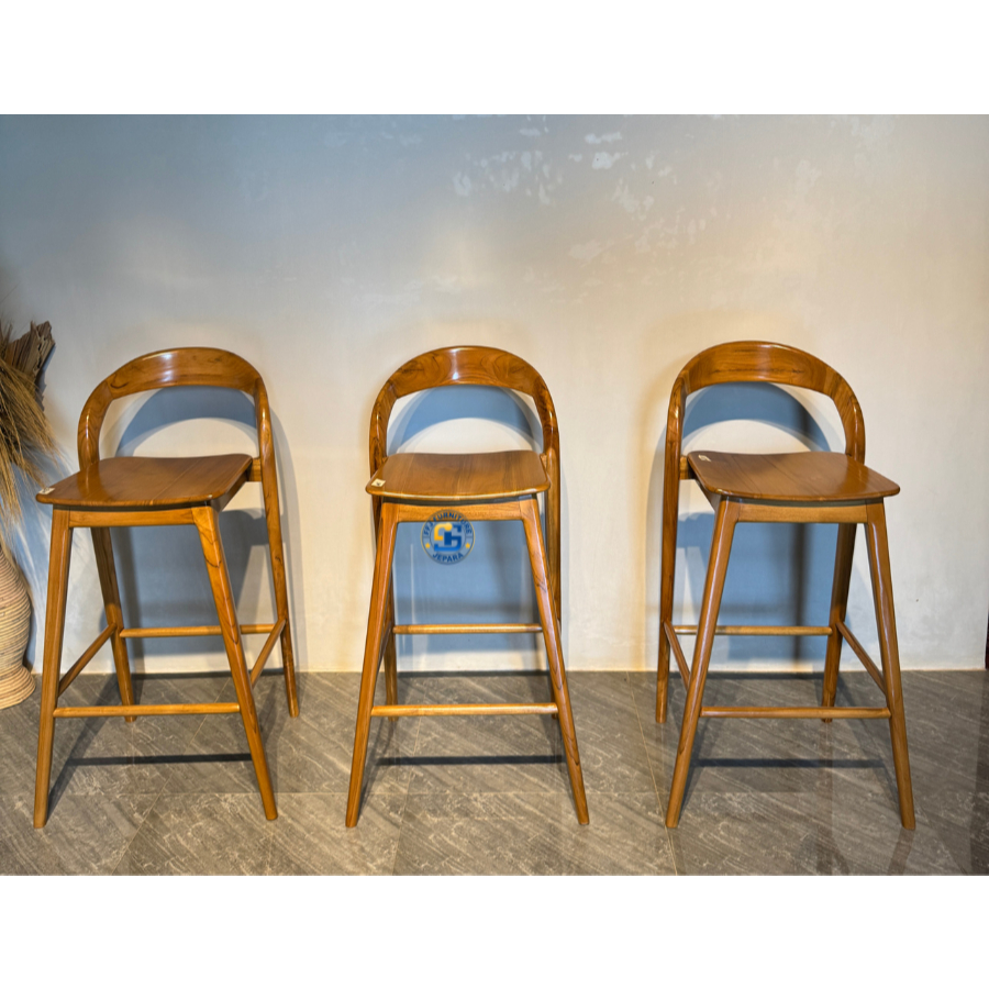 kursi bar kursi cafe stool lengkung finishing full kayu jati asli jepara
