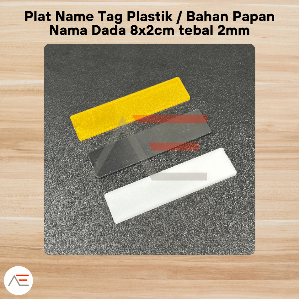 

Plat Name Tag Plastik Bahan Papan Nama Plastik 8x2cm tebal 2 mm