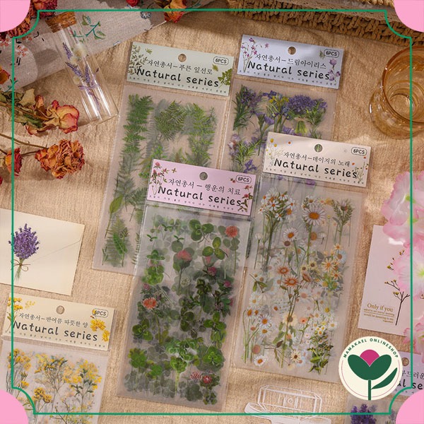 

1 set isi 6 lembar natural series flower leaves sticker diy aesthetic journaling scrapbook deco stiker bunga daun MK1990