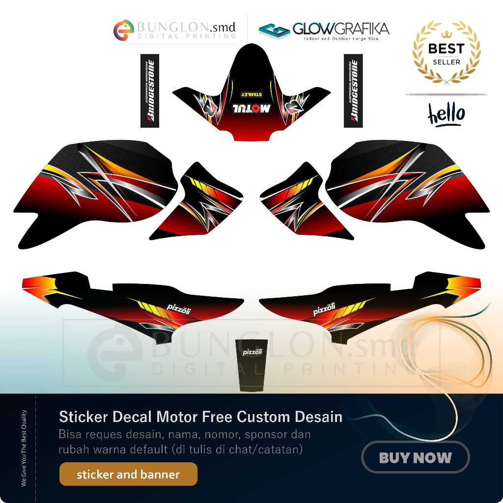 DECAL STIKER MOTOR CUSTOM VERZA EDISI AIR BRUSH MERAH HITAM