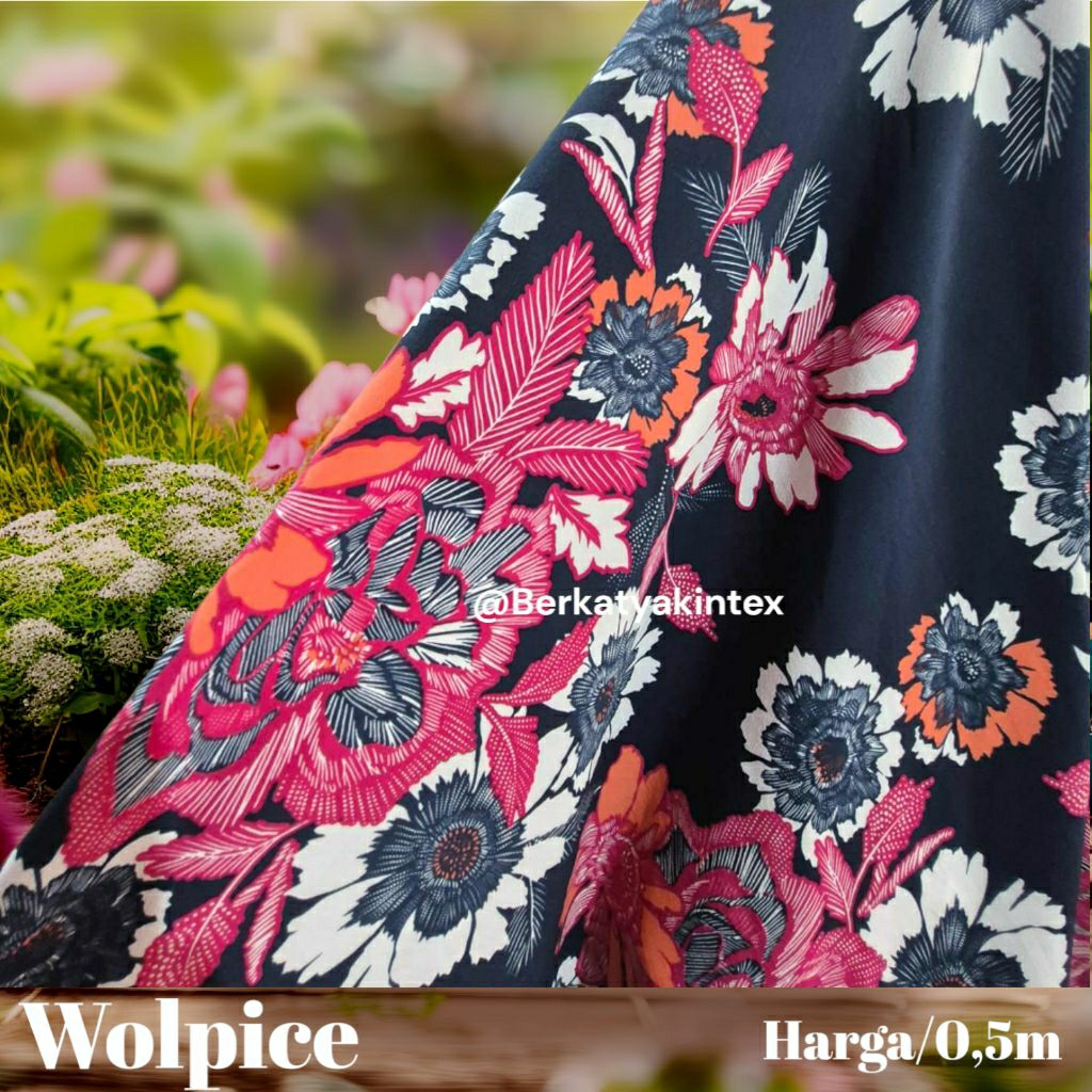 KAIN WOLFIS PREMIUM MOTIF BUNGA BESAR - KAIN WOLPIS MOTIF KEMBANG HARGA/0,5M