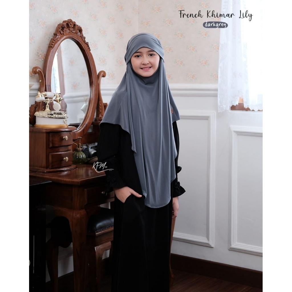 French Khimar Lily daily tali Bahan Jersey kids | KFM kids| French khimar anak | French khimar tali 