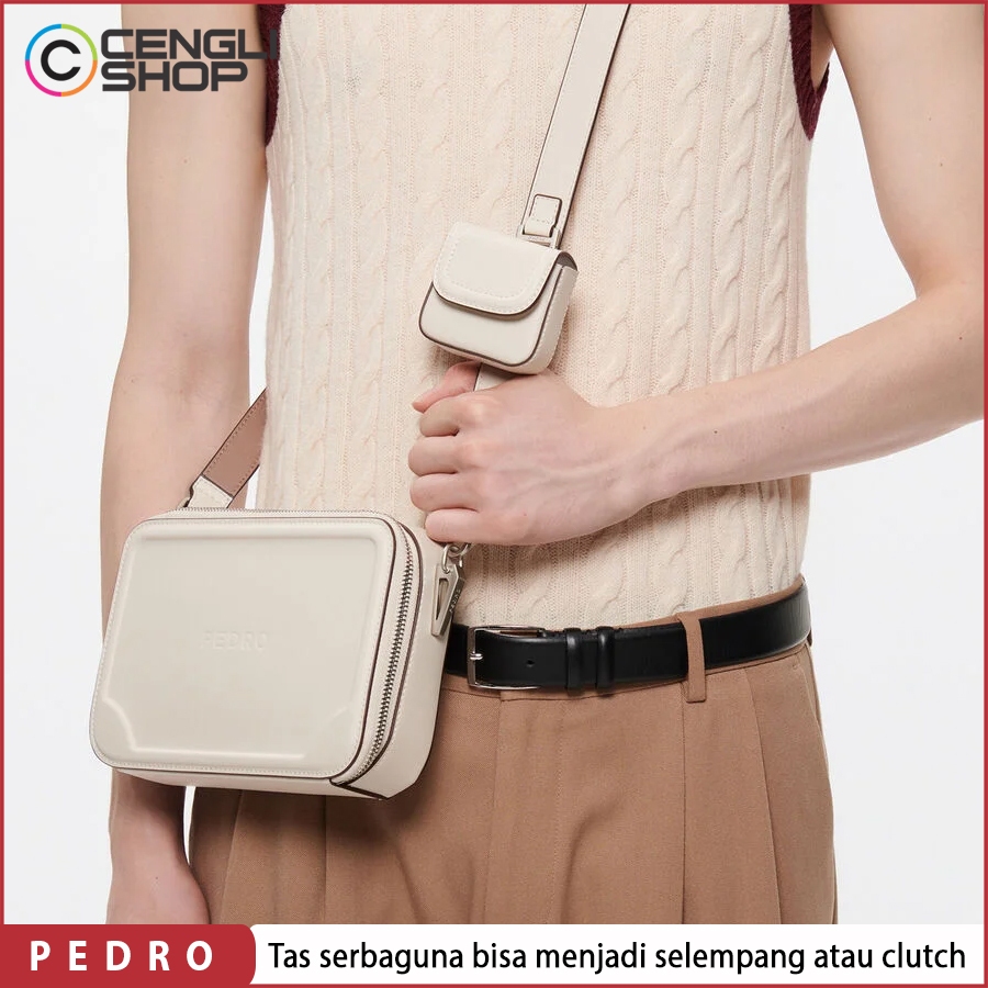 PM039 TAS SELEMPANG PRIA PEDRO SLING BAG ORIGINAL PUTIH WHITE