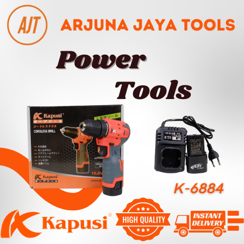 KAPUSI BOR BATERAI 16.8V K-6884 CORDLESS DRILL LITHIUM ION 2 SPEED SET KOMPLIT OBENG BOR TANPA KABEL