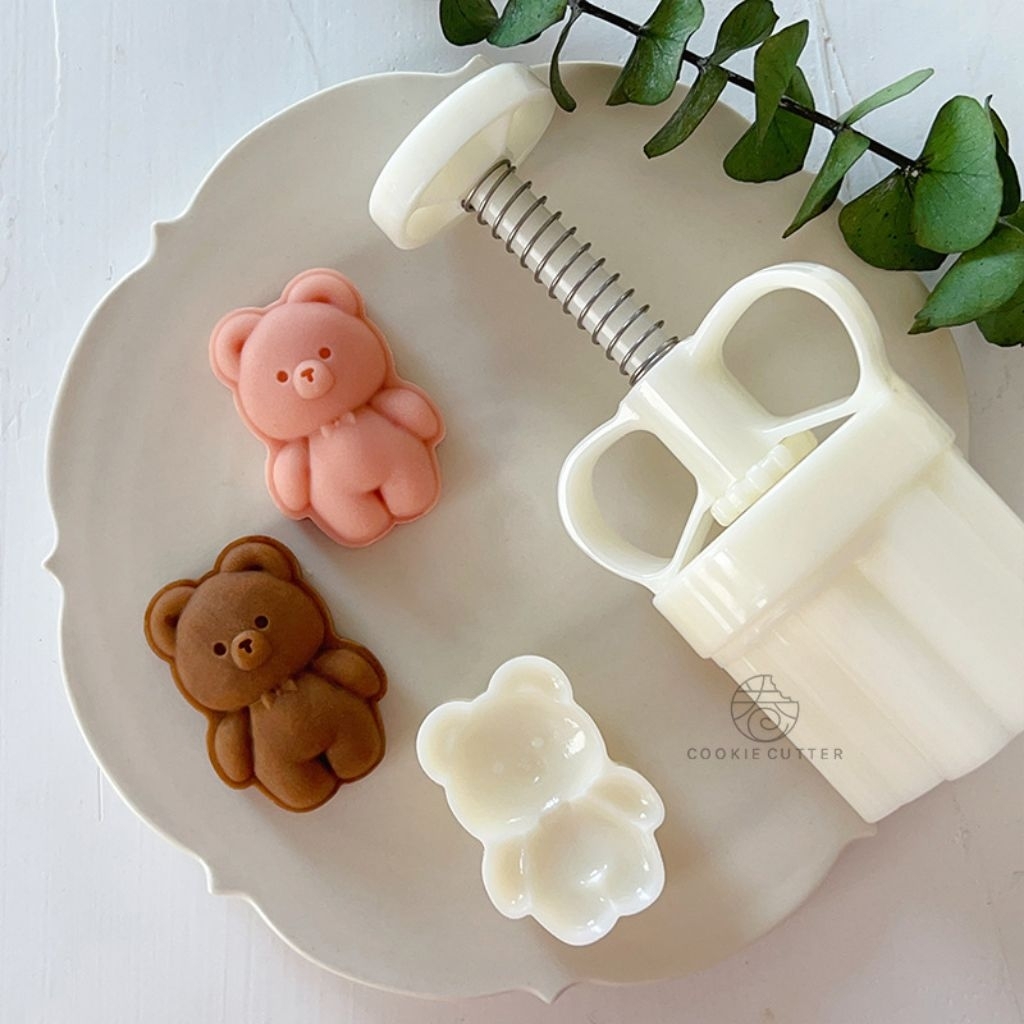 HH Cetakan Kue Bulan Beruang Bowtie 3D 30 50 gr Lucu Imlek Nastar Mooncake Cookies Mold Plunger