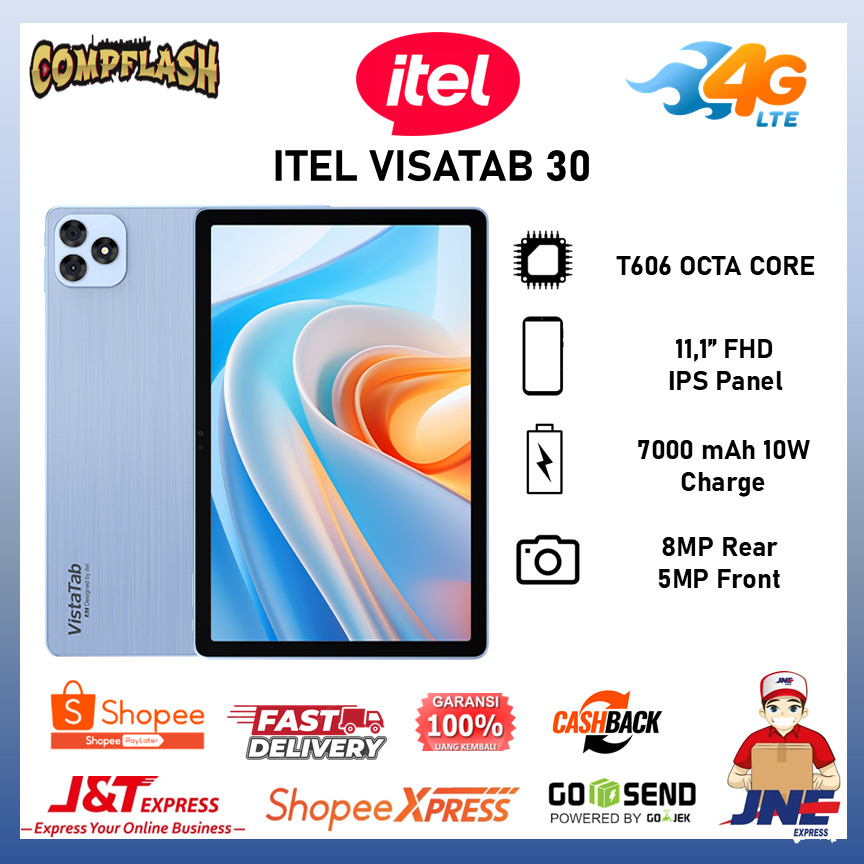 TERMURAH TABLET ITEL VISATAB 30 RAM 4GB + ( 8GB EXTENDED RAM ) ROM 128GB