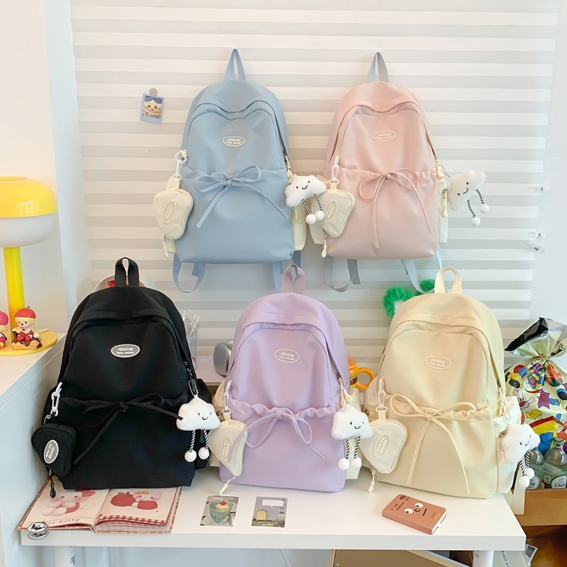 Tas Sekolah Lucu Tas Ransel Perguruan Tinggi Macaron Wanita Kecil Ransel Korea Tas Bahu Bentrokan Mo