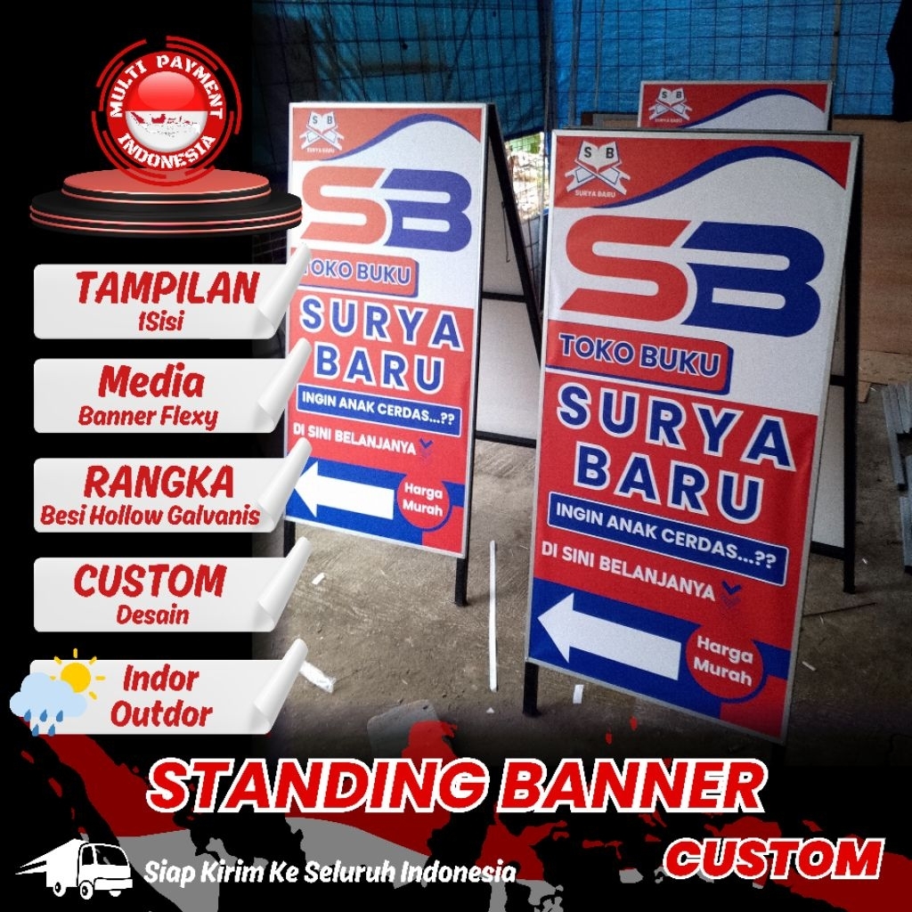 STANDING BANNER 2SISI RANGKA BESI HOLLOW