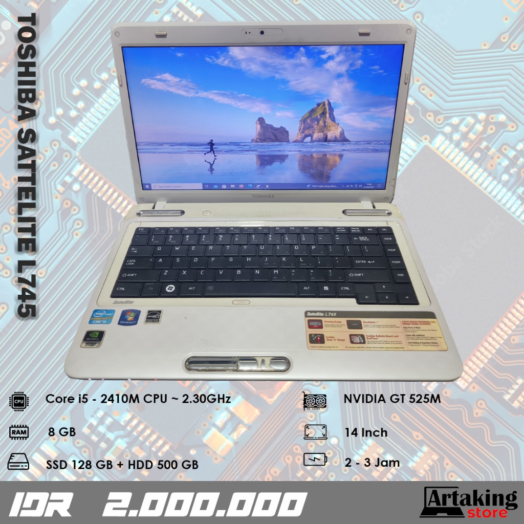 Toshiba Sattelite L745 - Core i5 - Ram 8 GB - Sudah SSD