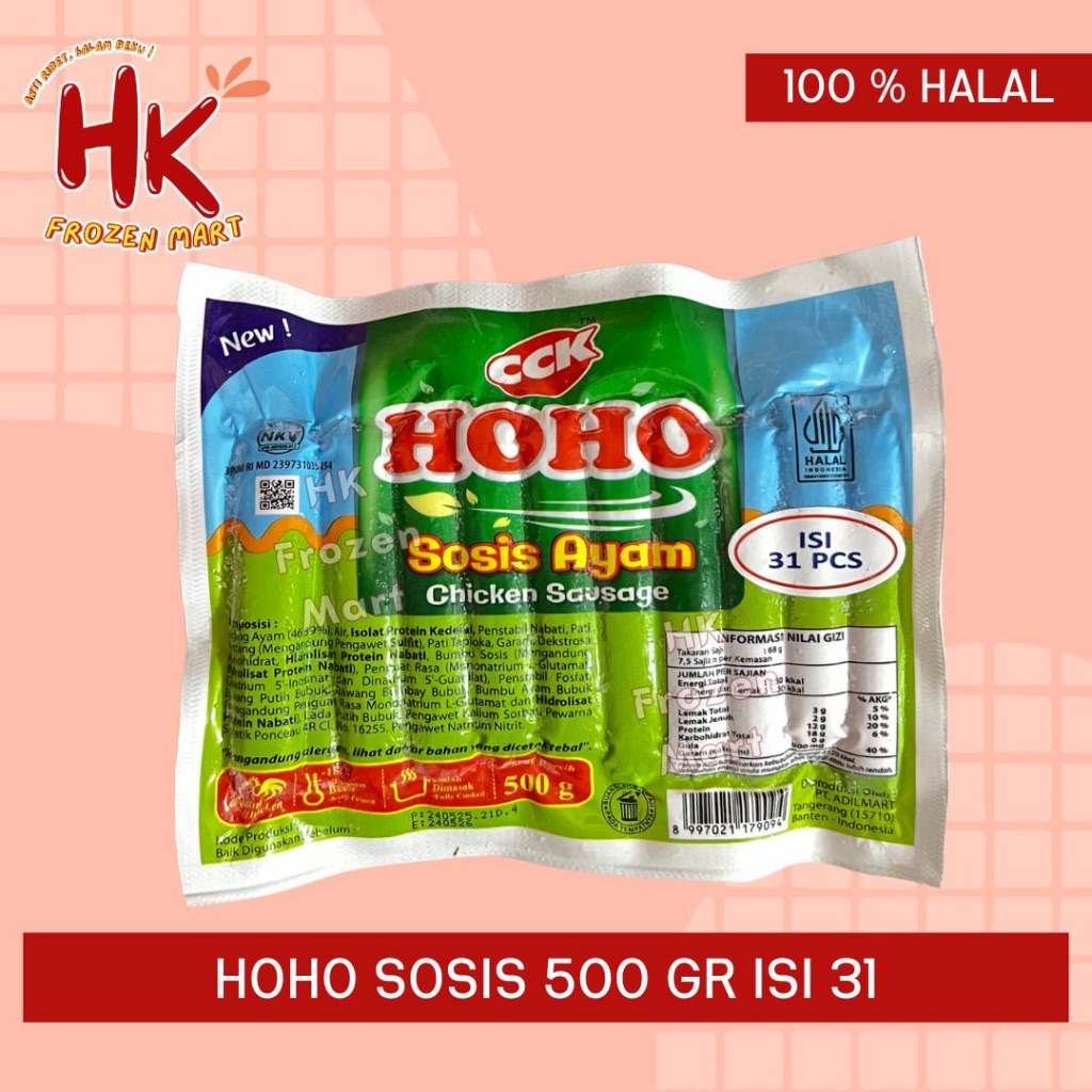 

Hoho Sosis Ayam 500gr isi 31 btg | chicken sausage murah HK FROZEN MART