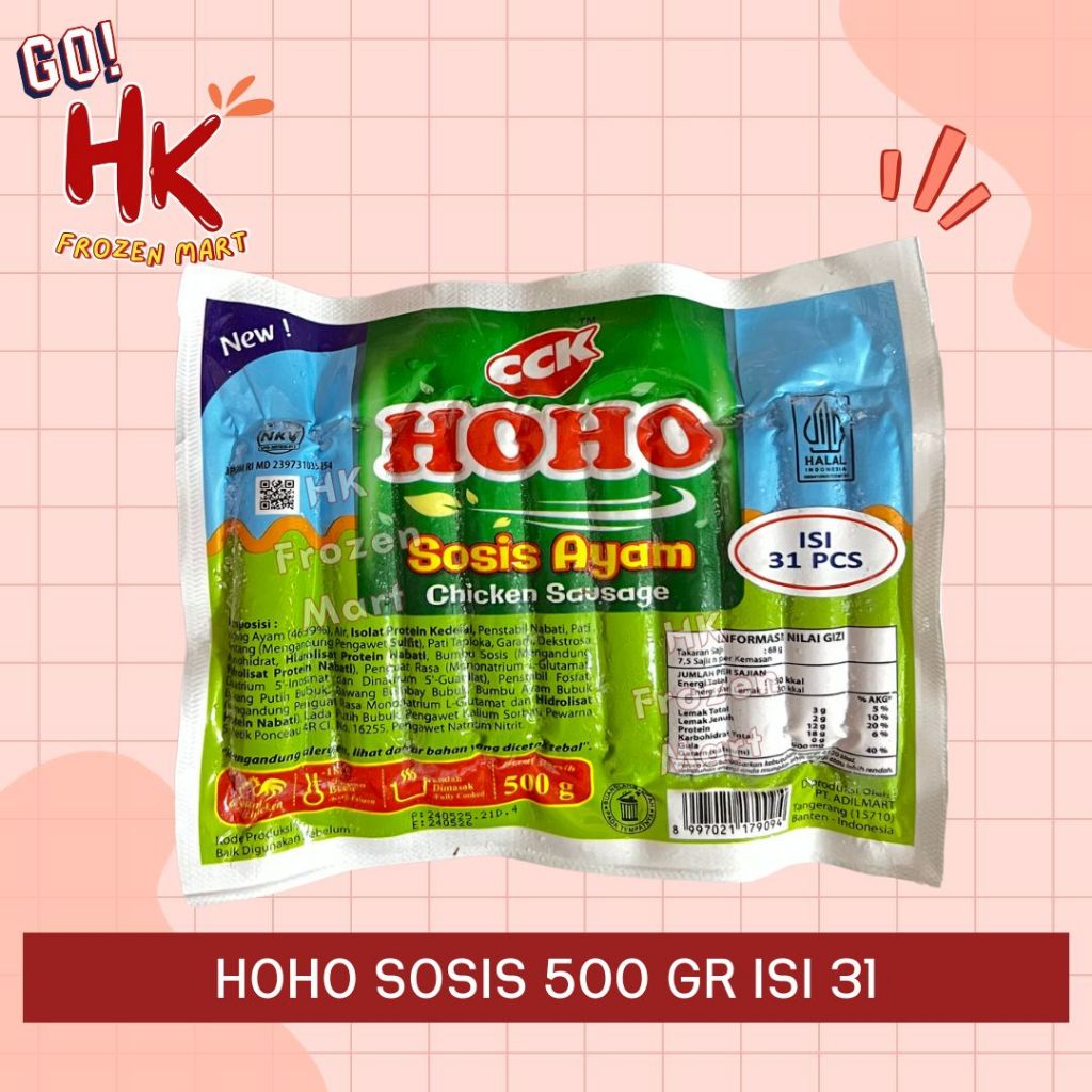 

Hoho Sosis Ayam 500gr isi 31 pcs | chicken sausage murah HK FROZEN MART