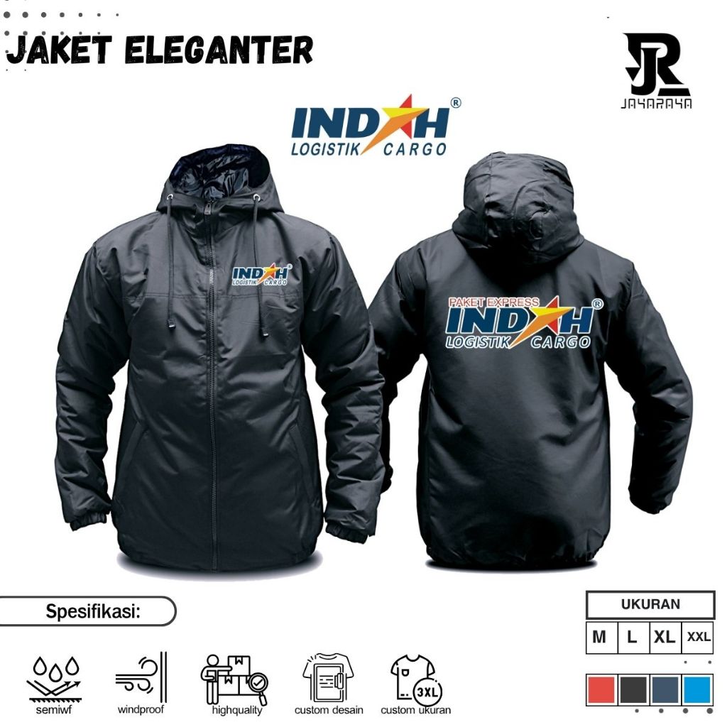 Jaket Custom INDAH Logistic Cargo Parasut Wf Unisex Jaket Custom Ekpedisi Jaket Logistik Indah Cargo